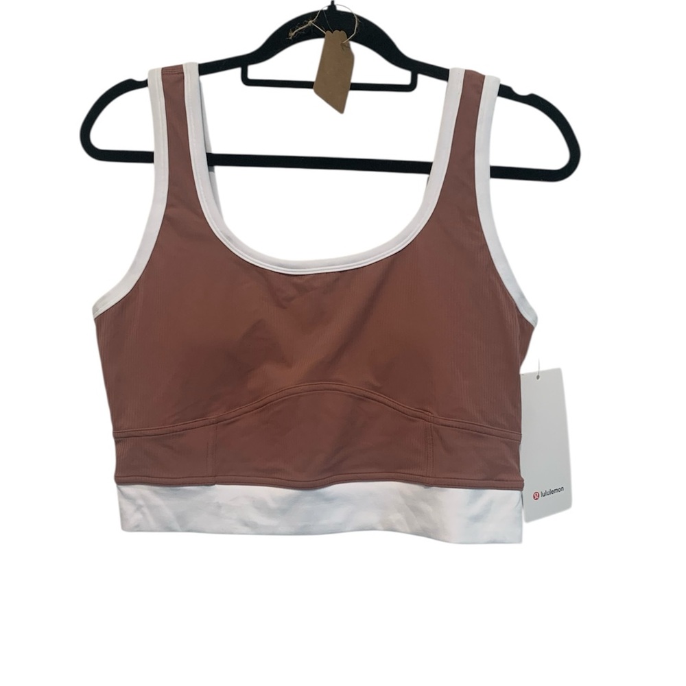 lululemon athletica Mauve Pink and White Scoop Neck Tank